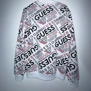 Guess LS Stan Logo Pullover Pure White